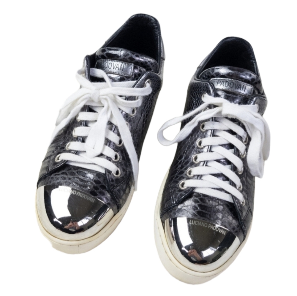 Luciano Padovan Faux Snake Metallic Sneakers